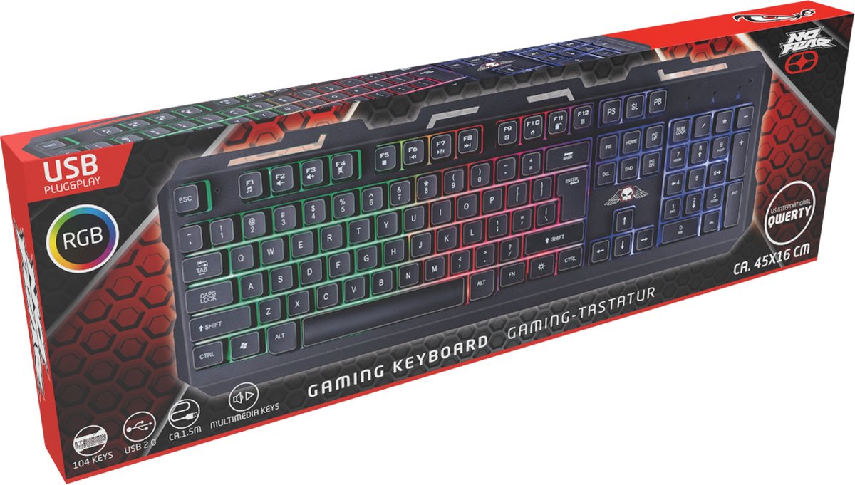 Gaming Toetsenbord RGB Plug&Play 104 Toetsen