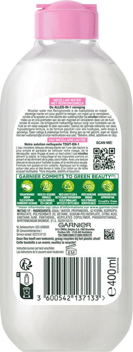 Garnier SkinActive Micellair Reinigingswater met Reinigingsmelk voor de Droge & Gevoelige Huid - 400ml - Verzachtend en Reinigend Micellair Water