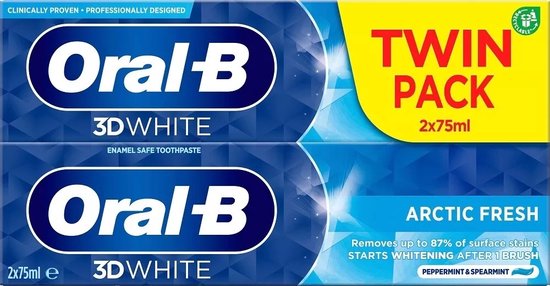 Oral-B 3D White Arctic Fresh Twinpack Tandpasta - 2 x 75 ml