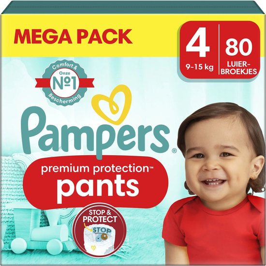 Pampers Premium Protection Pants - Maat 4 (9kg-15kg) - 80 Luierbroekjes - Mega Pack