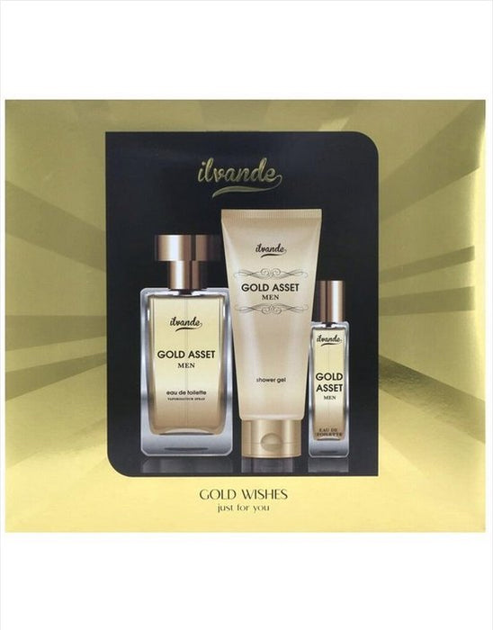 Ilvande gold asset men gift set- eau de toilette vaporisateur spray- showergel -eau de toilette