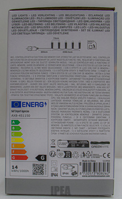 Kerstverlichting – 320 LED – 24 m – Warm Wit – 8 Functies + Memory – Timer