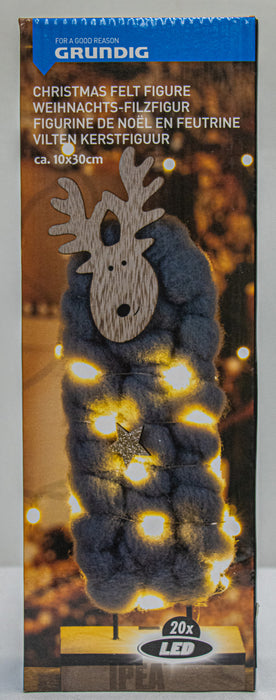 Vilt Kerstfiguur – Rendier – 10×30 cm – 20× LED