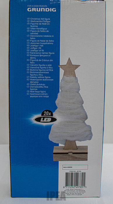 Vilt Kerstboom – 10×30 cm – 20× LED – Houten Ster