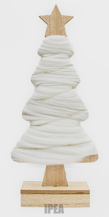 Vilt Kerstboom – 10×30 cm – 20× LED – Houten Ster