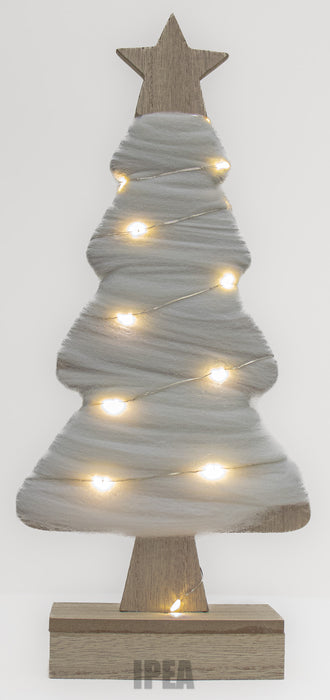 Vilt Kerstboom – 10×30 cm – 20× LED – Houten Ster