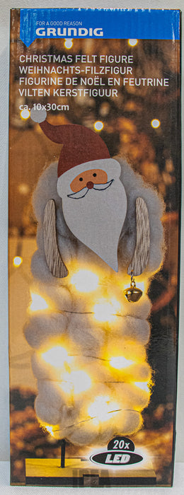 Vilt Kerstfiguur – Kerstman – 10×30 cm – 20× LED