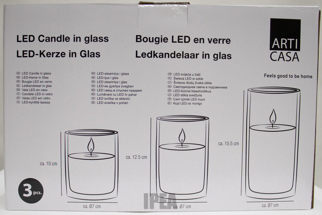 LED Kaarsen in Glas – 3 Stuks – Smoked Glass – Flame Effect