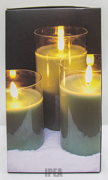 Echtwax LED Kaars in Glas – 7.5×15 cm – 3D Vlam – Timer 6u – Mint