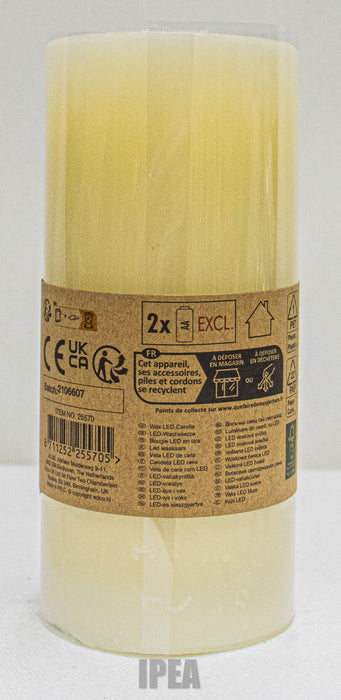 Wax LED Kaars – Ø7×H16 cm – Realistisch Vlam-effect – Ivoorkleur