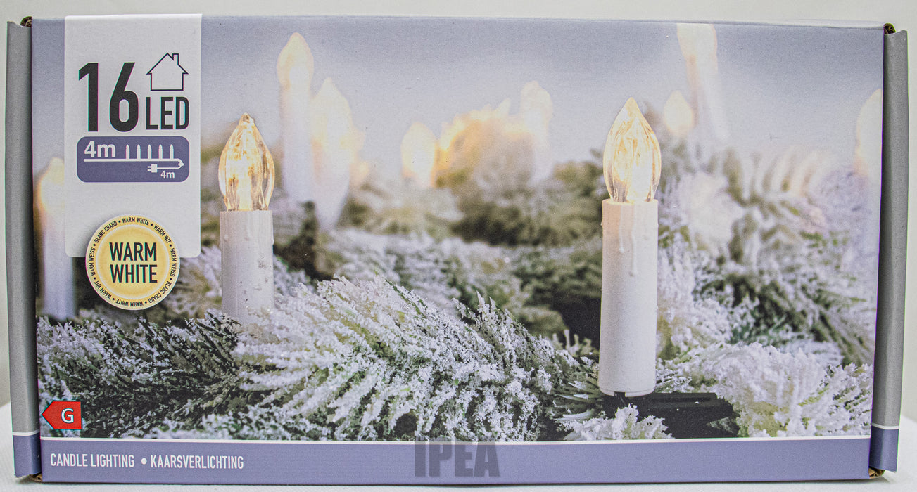 16-LED Warm White Kaarsverlichting – 4m – Binnengebruik