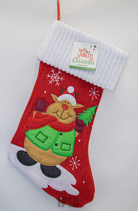 Kerst Sokk – 48 cm – Rendier Design – Rood/Wit