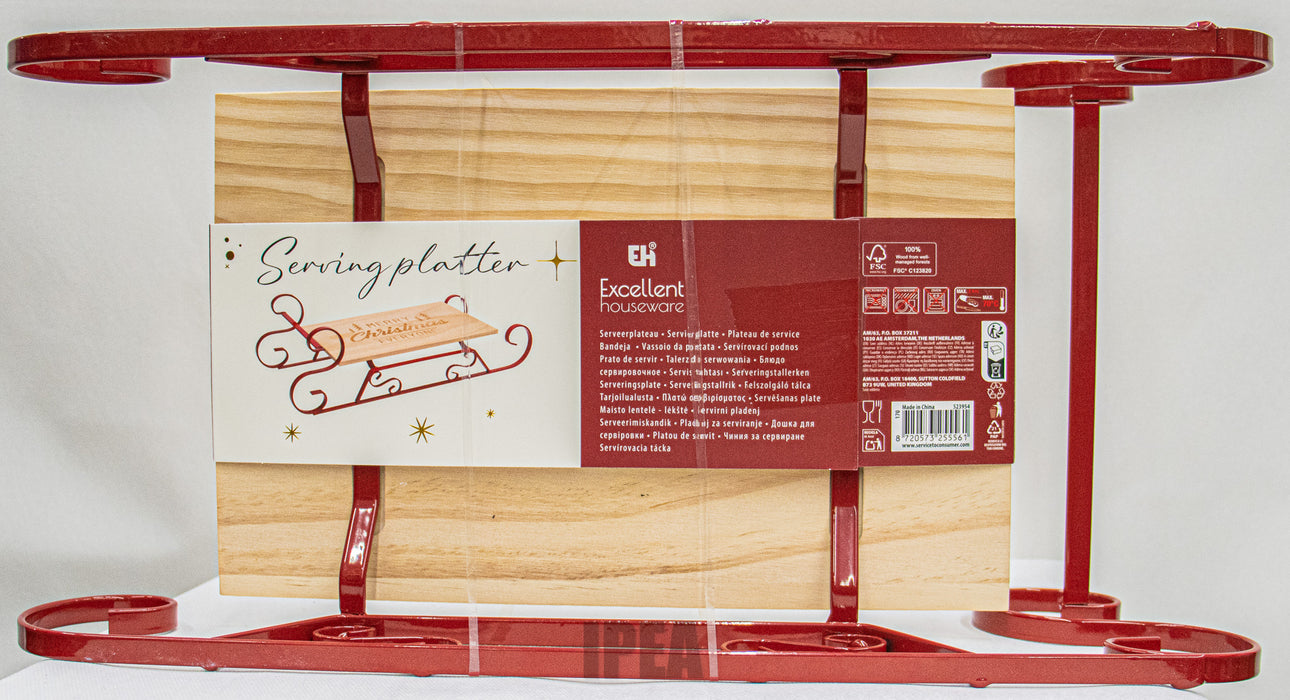 Serveerplank – Slee Design – 46 × 21,5 × 14 cm – Hout & Metaal – Kerst
