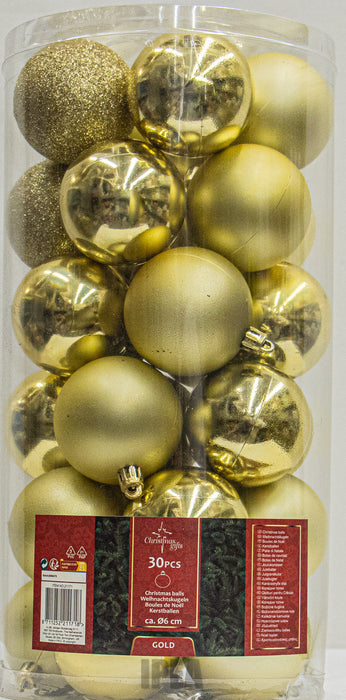 Kerstballen – 30 stuks – Ø 6 cm – Goud