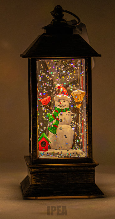Lantaarn – 13 cm – Met LED – Sneeuwman