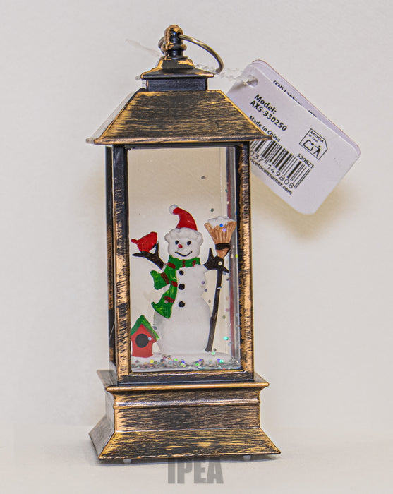 Lantaarn – 13 cm – Met LED – Sneeuwman