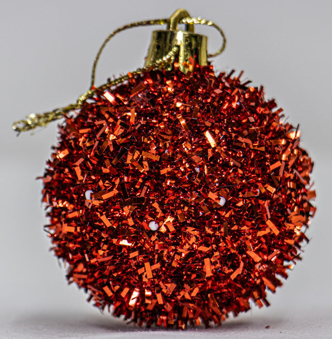 Kerstballen – 6 stuks – Rood – Glitter