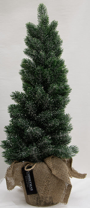 Kunstkerstboom – 50 cm – Met Jute Pot – Besneeuwd