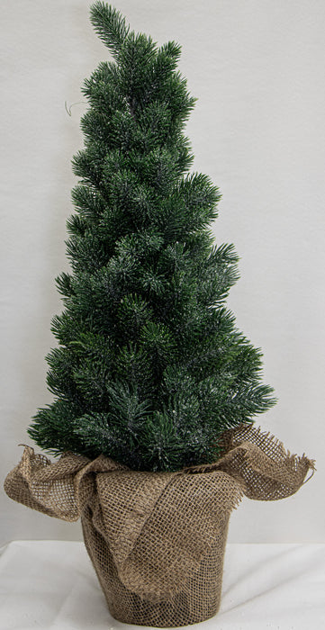 Kunstkerstboom – 50 cm – Met Jute Pot – Besneeuwd
