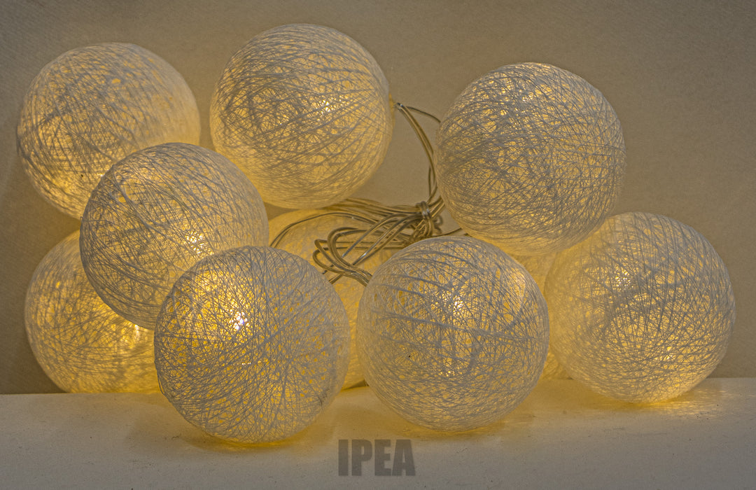 Lichtslinger – 150 cm – LED – Katoenballen – Warm Wit – Batterij