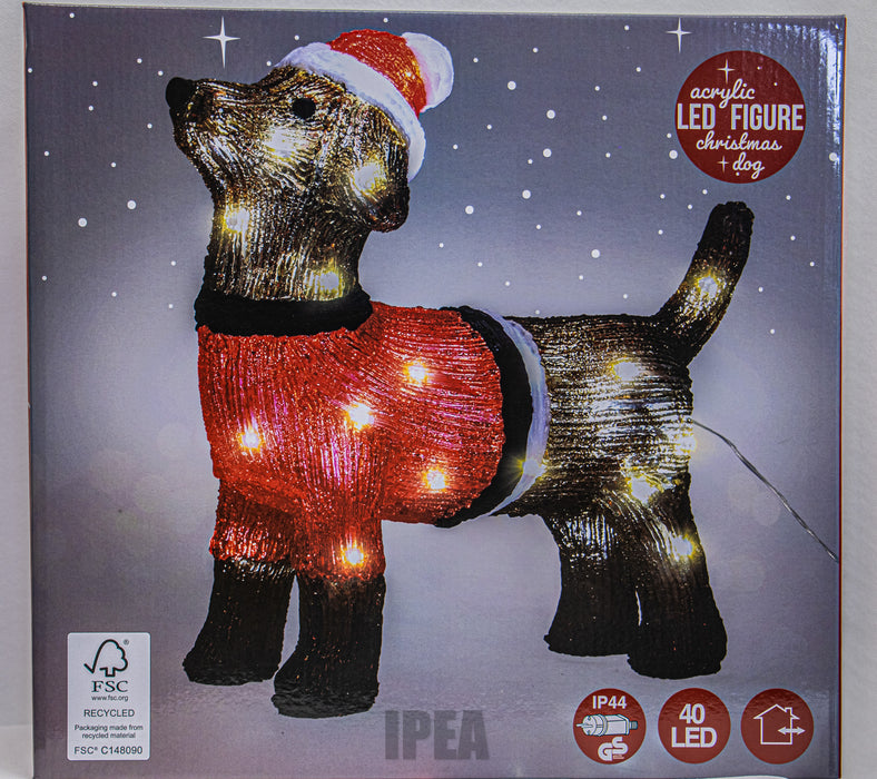 Acrylic LED Hond – 35 × 37,5 cm – 40 LED – Kerstdecoratie
