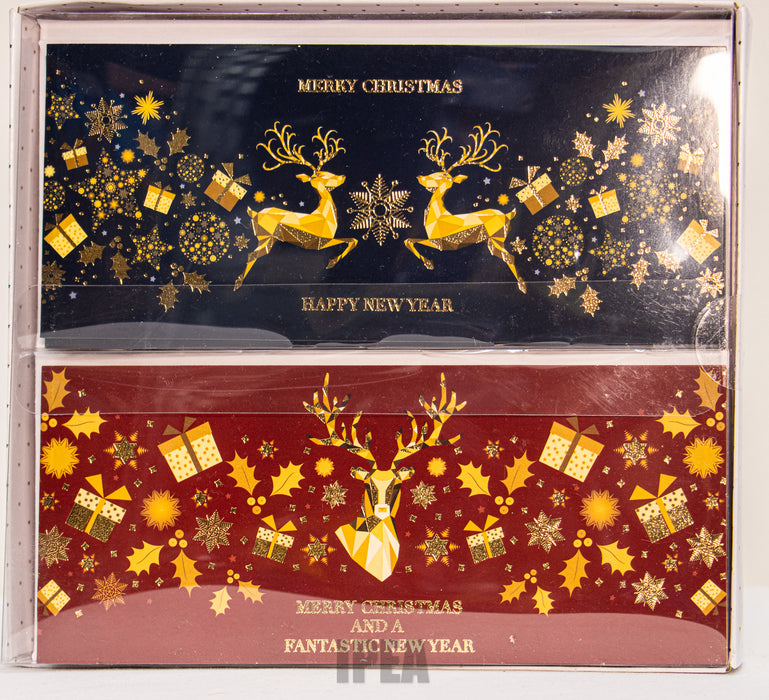 Kerstkaarten Set – 10 Stuks – Luxe Goudfolie – Merry Christmas & Happy New Year