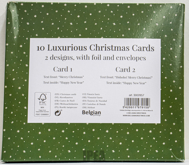 Kerstkaarten Set – 10 Stuks – Holografisch – Merry Christmas