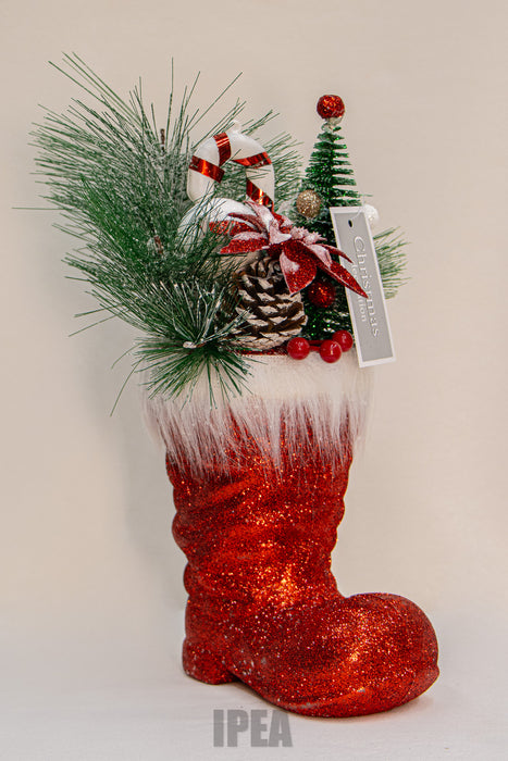 Kerst Laars – Glitter Rood – 24 cm