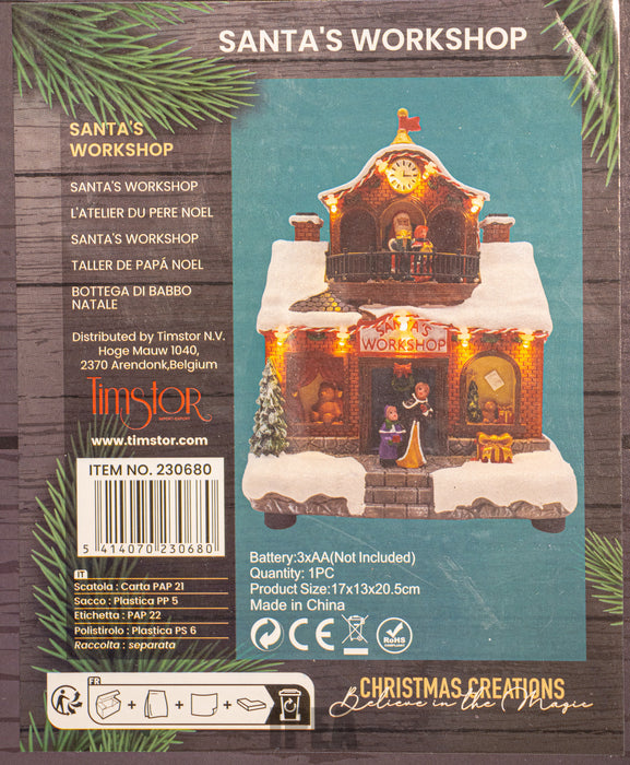 Christmas LED Village – Santa’s Workshop – Warm Licht (17×13×20.5 cm)