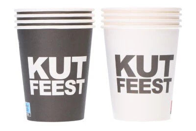 Bekers Kutfeest Zwart/Wit 8 stuks