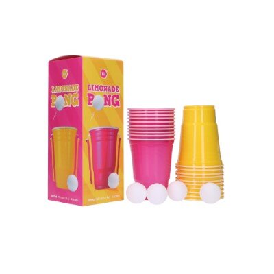 Limonade pong roze/geel 4 ballen 20 bekers